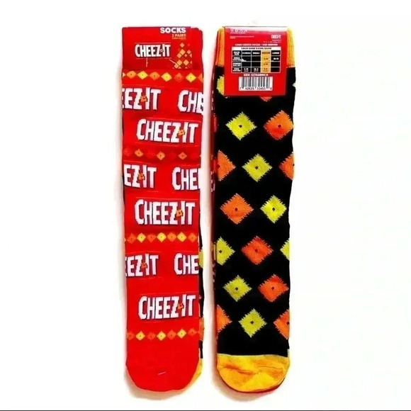 Cheez-It Crackers Novelty Crew Socks Cheez It Cheezits Mens size large - Picture 1 of 7
